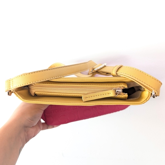 United Colors Of Benetton Yellow, Pink  And Orange Crossbody Bag ~ Like New - Picture 8 of 10